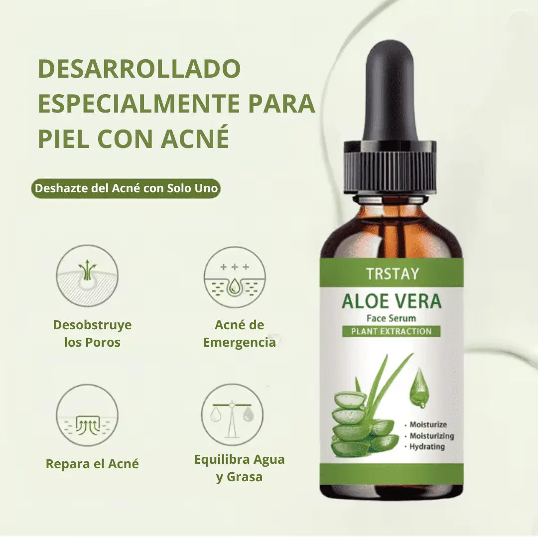 Suero Facial Antiedad de Aloe Vera con Vitamina E | Esencia Facial Hidratante, Iluminadora y Humectante de Aloe Vera Orgánico para Manchas Oscuras y Arrugas