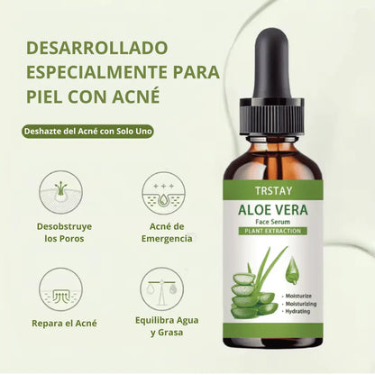 Suero Facial Antiedad de Aloe Vera con Vitamina E | Esencia Facial Hidratante, Iluminadora y Humectante de Aloe Vera Orgánico para Manchas Oscuras y Arrugas