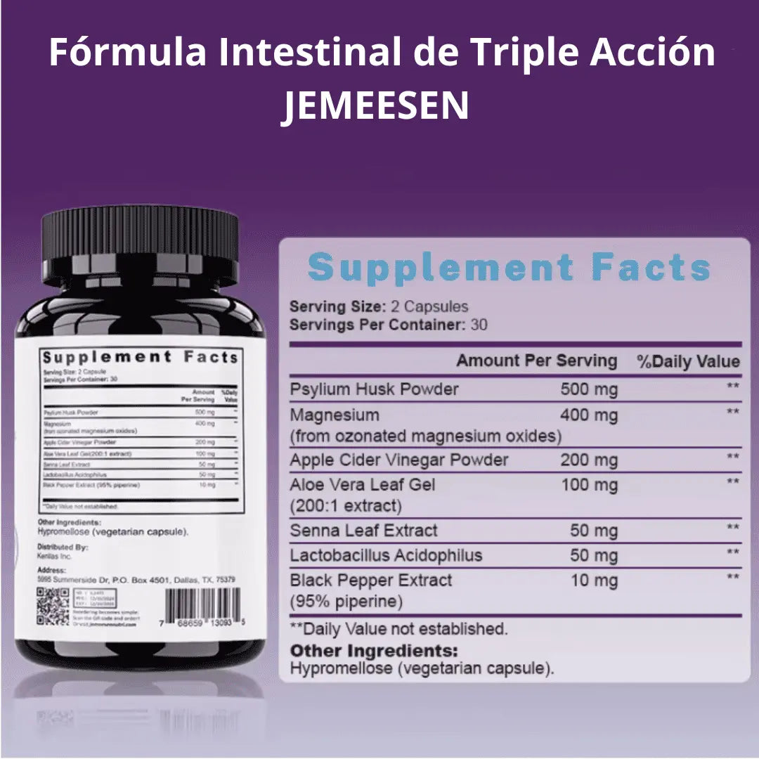 Suplementos Dietéticos con Polvo de Cáscara de Psyllium, Magnesio, Polvo de Vinagre de Sidra de Manzana, Promueven la Salud Gastrointestinal