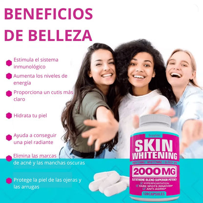 Cápsulas de Complejo de Glutatión - Potente Antioxidante, Reduce la Hiperpigmentación, Alivia las Manchas Oscuras, Hidrata la Piel