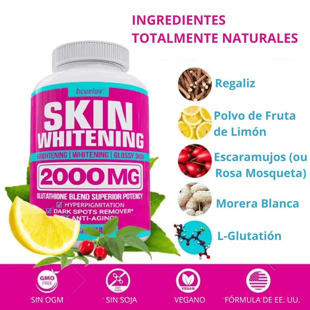Cápsulas de Complejo de Glutatión - Potente Antioxidante, Reduce la Hiperpigmentación, Alivia las Manchas Oscuras, Hidrata la Piel