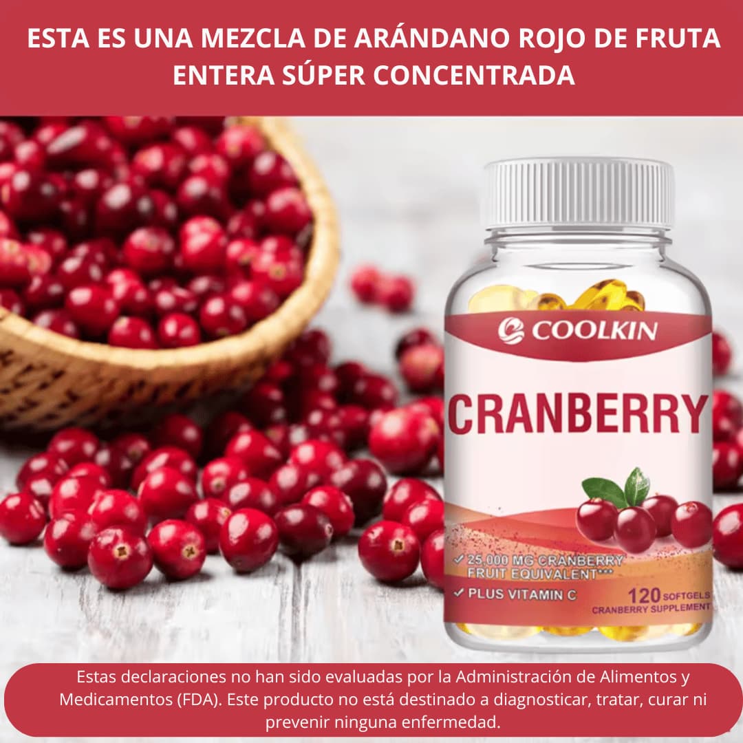 Arándano rojo - con Vitamina C - Apoya la salud urinaria e inmunológica, el control de la vejiga, y promueve una función renal saludable - 120 cápsulas