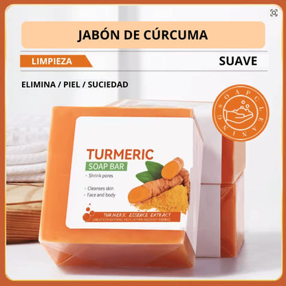 Jabón de Cúrcuma Hecho a Mano para Limpieza Corporal, Aclarado de Axilas Oscuras y Piernas, Limpiadores Corporales, Jabón Facial Iluminador, Cuidado de la Piel Suave